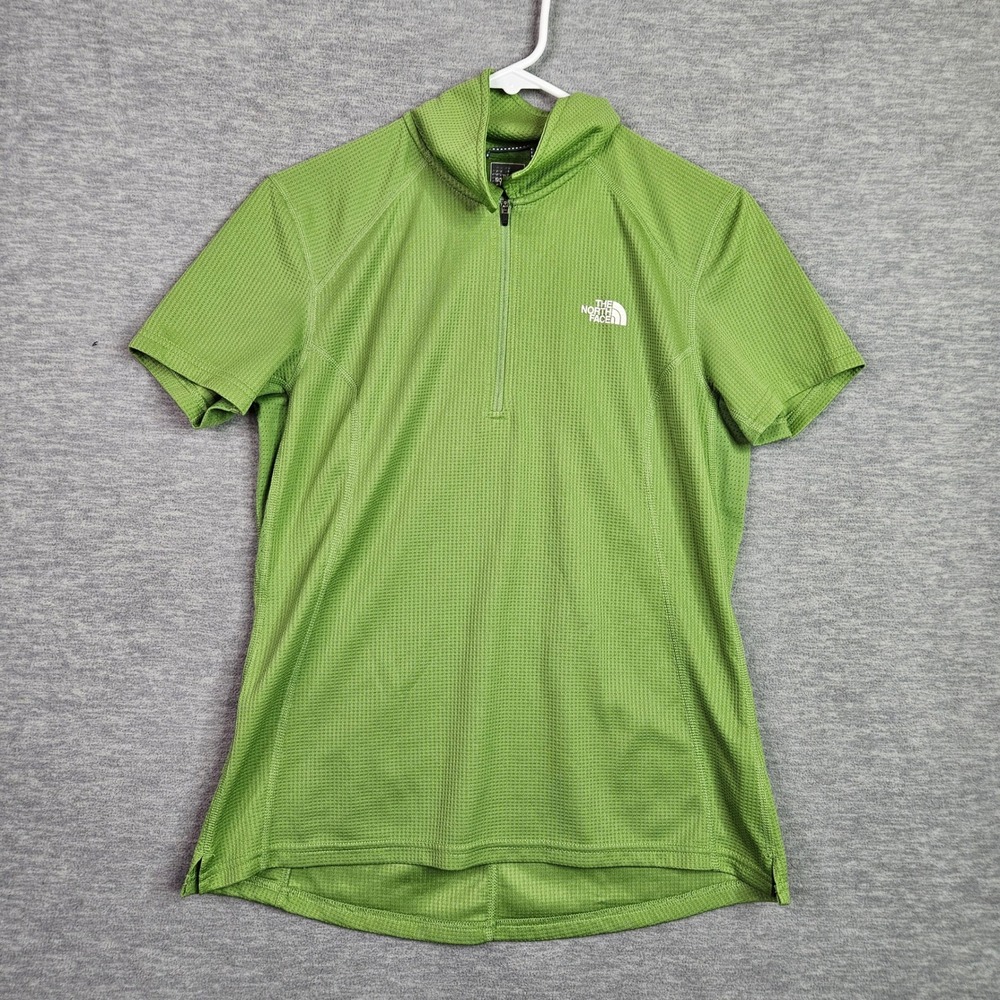 The North Face Womens Green VaporWick 1/4 Zip Outdoor workout Gym Top Sz L - Picture 1 of 9